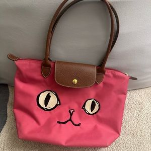 LONGCHAMP Le Pliage Miaou Cat Pink Tote Bag